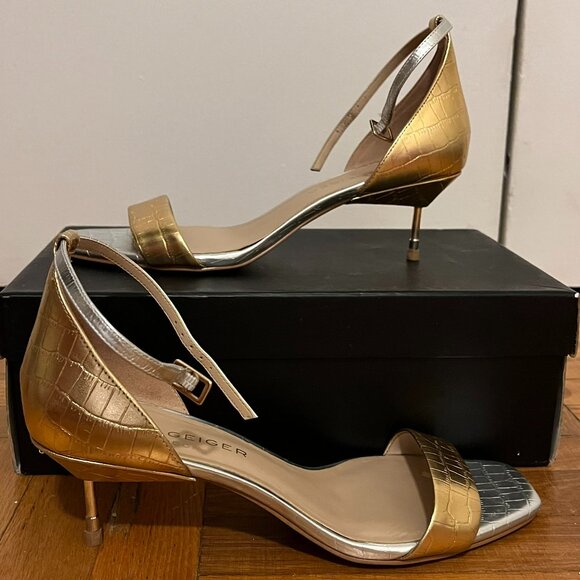 Kurt Geiger London Metallic Heels – Gold & Silver Croc – Size 38 - Picture 8 of 10